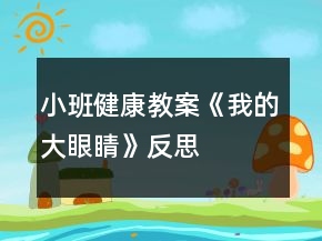 小班健康教案《我的大眼睛》反思