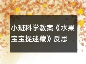 小班科學(xué)教案《水果寶寶捉迷藏》反思