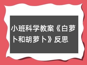 小班科學教案《白蘿卜和胡蘿卜》反思