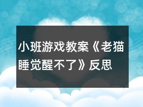 小班游戲教案《老貓睡覺醒不了》反思