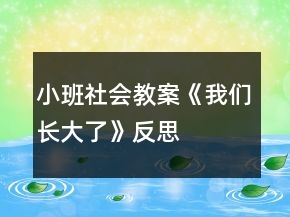 小班社會(huì)教案《我們長(zhǎng)大了》反思