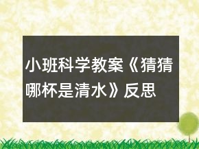 小班科學教案《猜猜哪杯是清水》反思