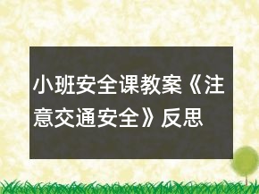 小班安全課教案《注意交通安全》反思