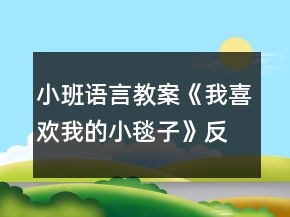 小班語(yǔ)言教案《我喜歡我的小毯子》反思