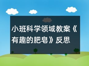 小班科學(xué)領(lǐng)域教案《有趣的肥皂》反思