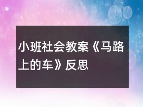 小班社會(huì)教案《馬路上的車》反思