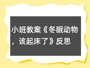 小班教案《冬眠動物，該起床了》反思