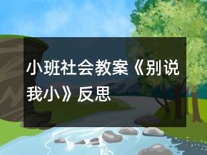小班社會(huì)教案《別說(shuō)我小》反思