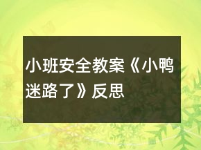 小班安全教案《小鴨迷路了》反思