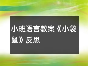 小班語言教案《小袋鼠》反思