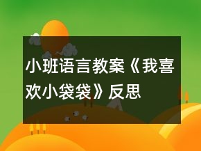 小班語言教案《我喜歡小袋袋》反思
