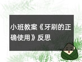 小班教案《牙刷的正確使用》反思