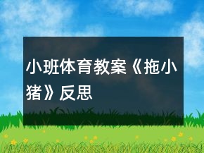 小班體育教案《拖小豬》反思