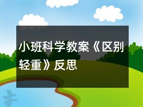 小班科學(xué)教案《區(qū)別輕重》反思