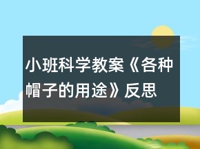 小班科學(xué)教案《各種帽子的用途》反思