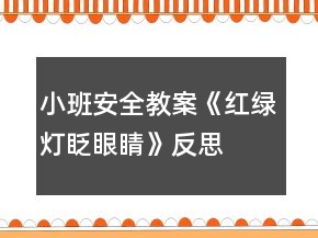 小班安全教案《紅綠燈眨眼睛》反思