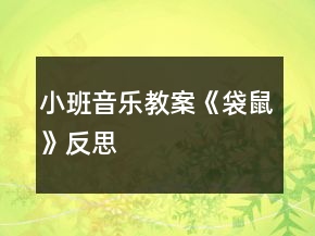 小班音樂教案《袋鼠》反思