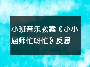 小班音樂教案《小小廚師忙呀忙》反思