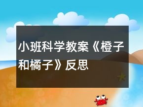 小班科學(xué)教案《橙子和橘子》反思