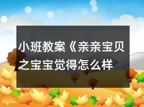 小班教案《親親寶貝之寶寶覺得怎么樣》反思