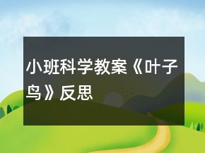 小班科學(xué)教案《葉子鳥》反思