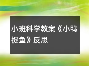 小班科學(xué)教案《小鴨捉魚(yú)》反思