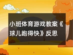 小班體育游戲教案《球兒跑得快》反思