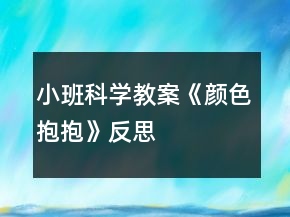 小班科學(xué)教案《顏色抱抱》反思