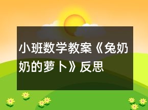 小班數(shù)學(xué)教案《兔奶奶的蘿卜》反思
