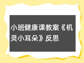小班健康課教案《機(jī)靈小耳朵》反思