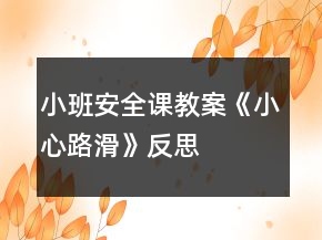 小班安全課教案《小心路滑》反思