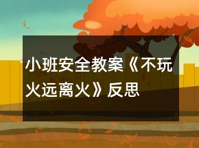 小班安全教案《不玩火遠離火》反思