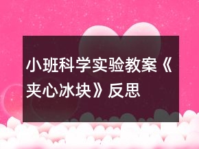 小班科學實驗教案《夾心冰塊》反思