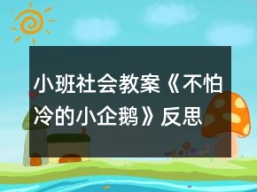 小班社會(huì)教案《不怕冷的小企鵝》反思