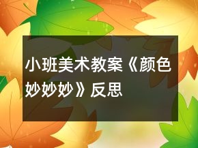小班美術(shù)教案《顏色妙妙妙》反思