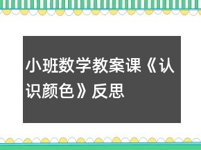 小班數(shù)學(xué)教案課《認(rèn)識顏色》反思