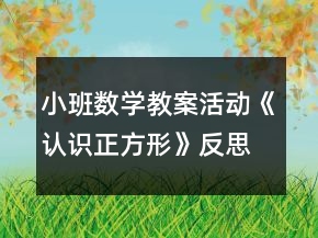 小班數(shù)學(xué)教案活動(dòng)《認(rèn)識(shí)正方形》反思