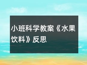 小班科學(xué)教案《水果飲料》反思