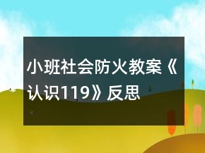 小班社會防火教案《認識119》反思