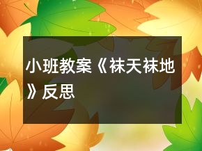 小班教案《襪天襪地》反思