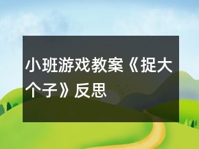 小班游戲教案《捉大個子》反思