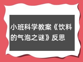 小班科學教案《飲料的氣泡之謎》反思