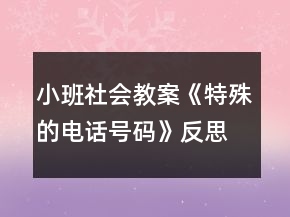 小班社會(huì)教案《特殊的電話(huà)號(hào)碼》反思