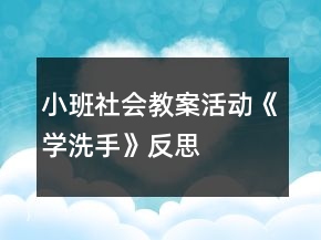 小班社會(huì)教案活動(dòng)《學(xué)洗手》反思