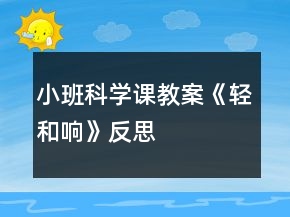 小班科學(xué)課教案《輕和響》反思