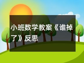 小班數(shù)學(xué)教案《誰掉了》反思