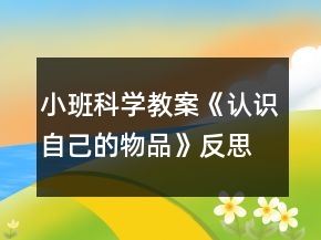 小班科學教案《認識自己的物品》反思