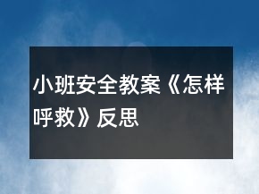 小班安全教案《怎樣呼救》反思