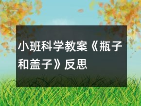 小班科學(xué)教案《瓶子和蓋子》反思