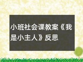 小班社會(huì)課教案《我是小主人》反思
